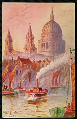 St. Paul's Cathedral Postcard Vintage Artist Arthur Payne