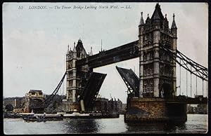 Tower Bridge London Vintage Postcard With Ship Gates Open