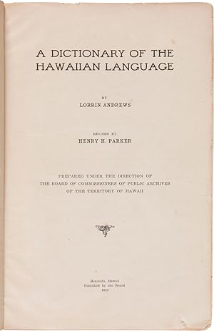 A DICTIONARY OF THE HAWAIIAN LANGUAGE