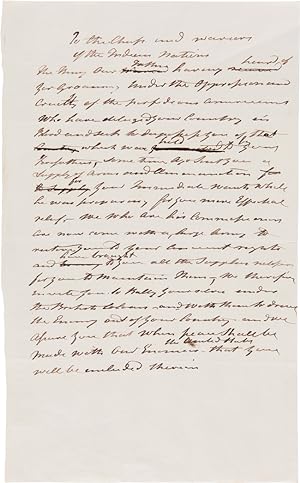 [AUTOGRAPH MANUSCRIPT DRAFTS OF TWO ADDRESSES BY REAR ADMIRAL EDWARD CODRINGTON TO THE "BRAVE CHI...