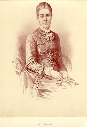 MRS NINA FRANCES LAYARD,Rare 1878 Lithographed Historical Tinted Portrait Print