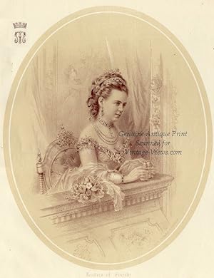 MARIE ALEXANDROVNA H.R.H. the Duchess of Edinburgh,Rare 1878 Lithographed Historical Tinted Portr...