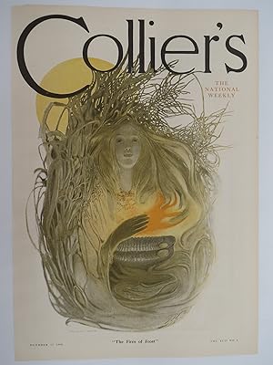 COLLIER'S MAGAZINE COVER, OCTOBER 17, 1908, THE FIRES OF FROST, SARAH STILWELL WEBER ART NOUVEAU ...