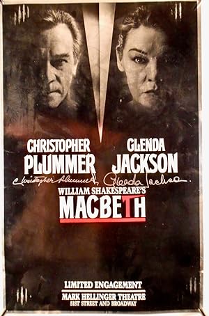 ORIGINAL SIGNED PLAY POSTER: "MACBETH" CHRISTOPHER PLUMMER & GLENDA JACKSON. 1988