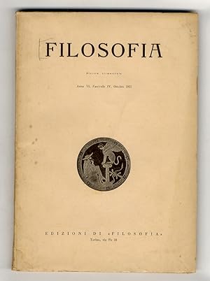 FILOSOFIA. Rivista trimestrale. Anno VI, fascicolo IV, ottobre 1955.