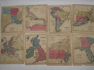 8 HAND-COLORED ATLAS MAPS 1847-1853 CADY & BURGESS - UNITED STATES, SOUTH AMERICA, EUROPE, BRITIS...