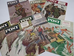 7 MEAD SCHAEFFER SATURDAY EVENING POST MAGAZINE COVERS FROM 1944, 1951, 1952