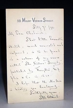One Page Autographed Letter Noting "The Sister's Tragedy"