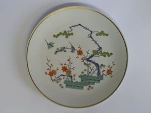 Porzellan-Wandteller mit chinesischem Motiv und Goldrand
