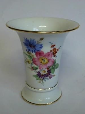 Porzellan-Vase mit floralem Dekor und Goldrändern