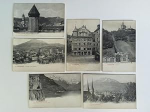 6 Postkarten mit verschiedenen Ansichten von der Stadt und Umgebung