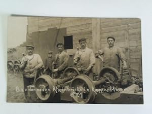 Postkarte: Bau der neuen Rheinbrücke in Kappes-Hamm 1911