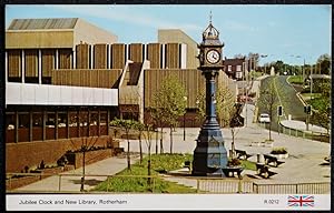 Rotherham Postcard Jubilee Clock And New Library Yorkshire Publisher
