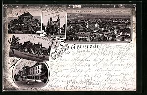 Lithographie Gernrode, Gasthaus Stubenberg, Kirche, Sternhaus, Haus Hagenthal