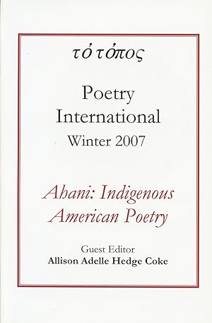 Ahani: Indigenous American Poetry