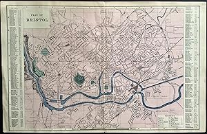ORIGINAL 19th CENTURY COLOURED PLAN OF BRISTOL