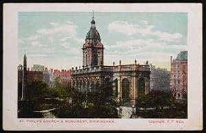 Birmingham Postcard Vintage St. Philips Church & Monument