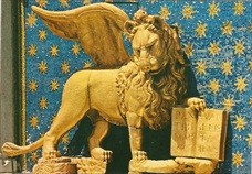 Lion Venice St. Marc's Lion Detail Of The Clock Tower Postcard