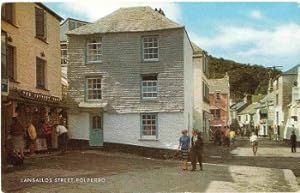 Polperro Cornwall Postcard Lansallos Street