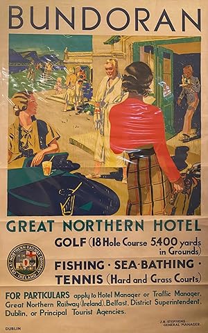 Bundoran. Great Northern Hotel. Golf.(18 hole course, 5400 yards in the grounds). Fishing. Sea ba...