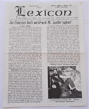 Leather / Levi Lexicon (Volume V Number 11, March 8, 1994) (Gay Newsletter)