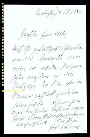 13zeiliger eigenhändiger, als Graf Bismarck signierter Brief an einen Geehrten Herrn Doktor.