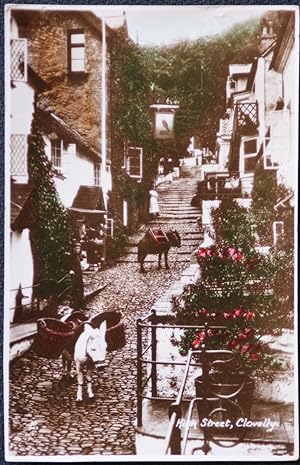 Clovelly High Street Postcard Real Photo Vintage 1951