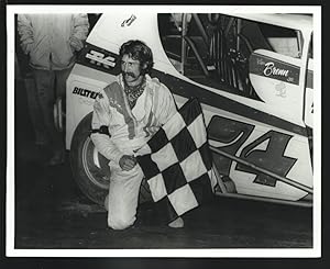 Ken Brenn Jr. Modified Stock Car #74 Checkered Flag Winner Photo-1980's-Size about 8 x 10-dirt tr...