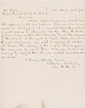 [AUTOGRAPH LETTER, SIGNED, FROM WILLIAM GOODWIN REQUESTING DONATIONS FROM THE NEW HAVEN AND HARTF...