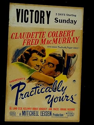 Practically Yours Originally Window Card 1944-11X22 CLAUDETTE COLBERT-GIL LAMB