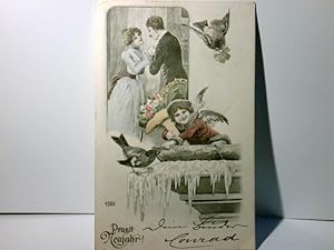 Nostalgie / Vintage. Prosit Neujahr !. Alte, schöne Ansichtskarte farbig / coloriert, gel. 1903. ...