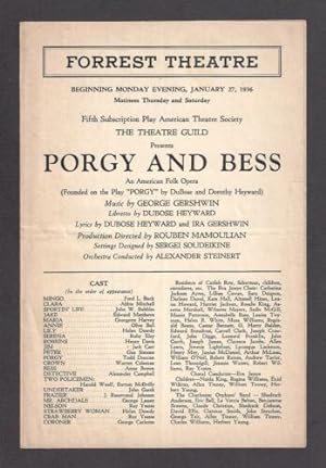 Playbill from George Gershwin's "Porgy and Bess," 1936