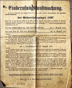 Einberufungskundmachung des Geburtsjahrganges 1897, Sankt Pölten. (Plakat).