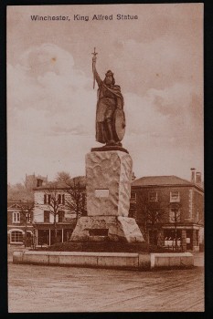 Wiinchester Postcard Hants King Alfred Statue Sepia Tone