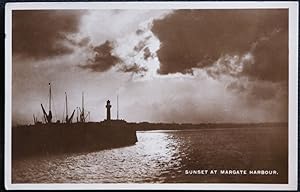 Margate Habour Postcard Kent Real Photo Sunset