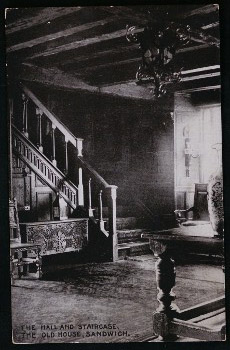 Sandwich Kent The Old House Hall Staircase Vintage Postcard