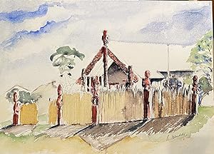 Watercolour "The Marae" Waiwhetu