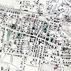 1879 Hand-Colored Map of Brockton Massachusetts w PROPERTY OWNER NAMES & Building Footprints