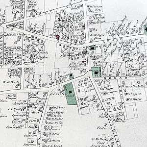 1879 Hand-Colored Map of South Abington Massachusetts w PROPERTY OWNER NAMES & Building Footprints