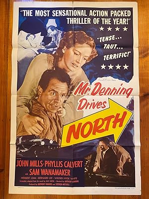 Mr. Denning Drives North One Sheet 1953 John Mills, Phyllis Calvert