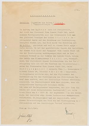 Nazi Looted Gustav Klimt Art Sale Document ('Water Serpents II)