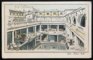Bath Somerset Roman Bath Postcard Vintage 1944