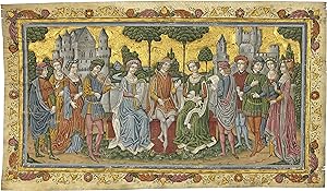 Scène de cour médiévale représentant Charles VII (1403-1461) et Marie d'Anjou (1404-1468) peinte ...