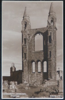 St. Andrews Cathedral Scotland Postcard Sepia Toned H.M. Office Of Works