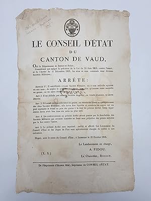 Broadside announcing an edict regulating usury and trading in grains and foodstuffs by the milita...