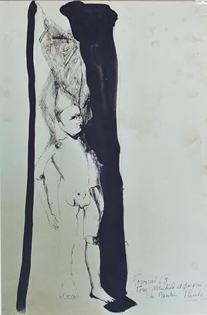 "LE PANTIN" Dessin sur papier à l'encre de Chine de Paule FOURNEL (1968)