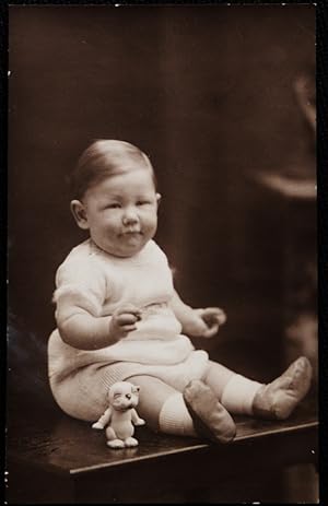 Fulham London Baby And Toy Portrait Professional Studio Postcard Real Photo