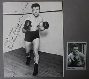 Mickey Walker Glossy Boxing Photo with Boxing Hall of Fame Card from WA Sports. (Inscribed & Sign...