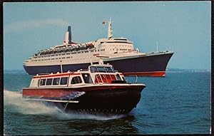 Hovercraft Passing Queen Elizabeth II on Solent Postcard