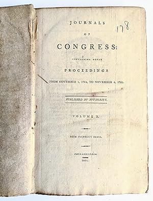 1801 JOURNALS OF CONGRESS VOLUME X November 1784 - November 1785 Original Folwell's Press Edition...